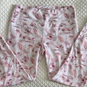 Pink Varley Watercolor Leaf Print High-Waist Leggings